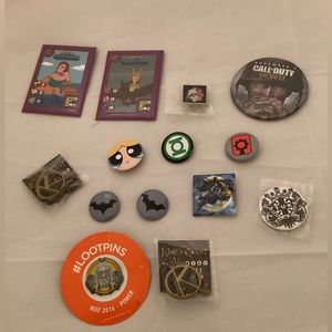 Movies, games and television shows themed pins lot